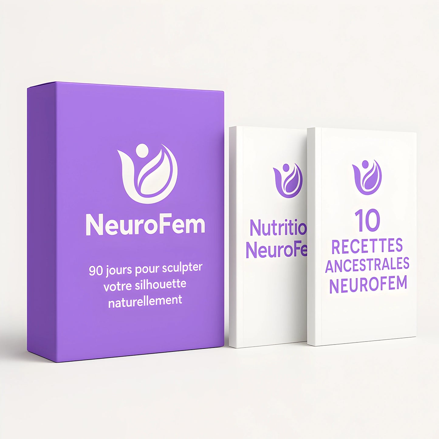 Visuel du coffret NeuroFem avec ses deux livres inclus : nutrition et recettes ancestrales.