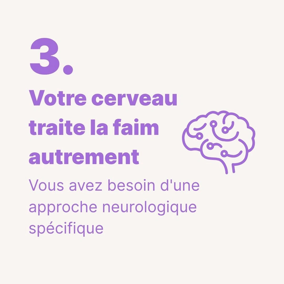Infographie carrée expliquant les blocages hormonaux qui empêchent les femmes de perdre du poids, version design violet clair.